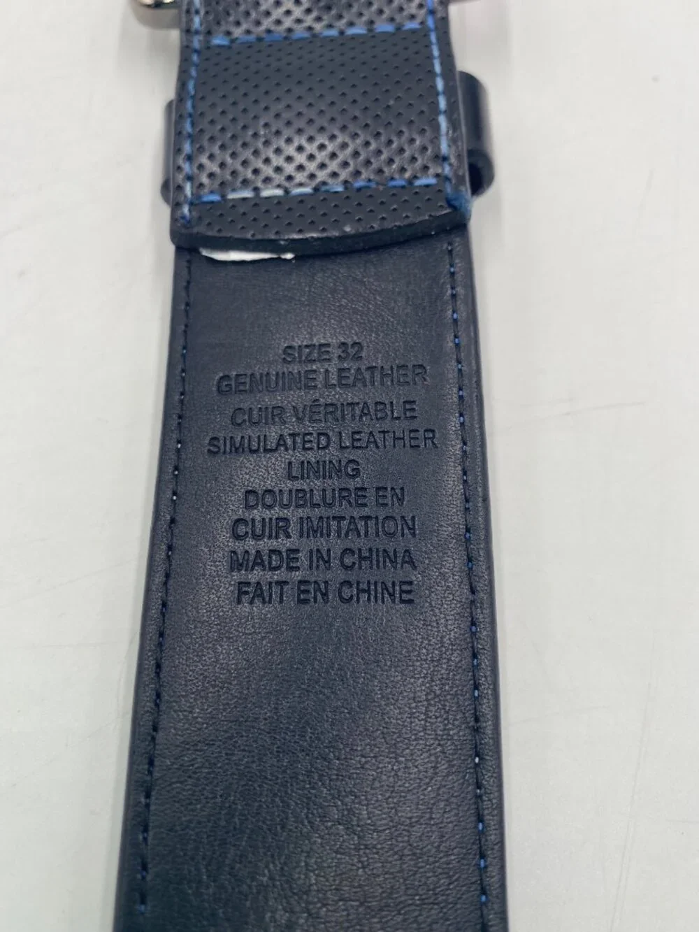 Robert Graham Genuine Leather Belt Size 32 Black with Blue Stitching Dress Golf